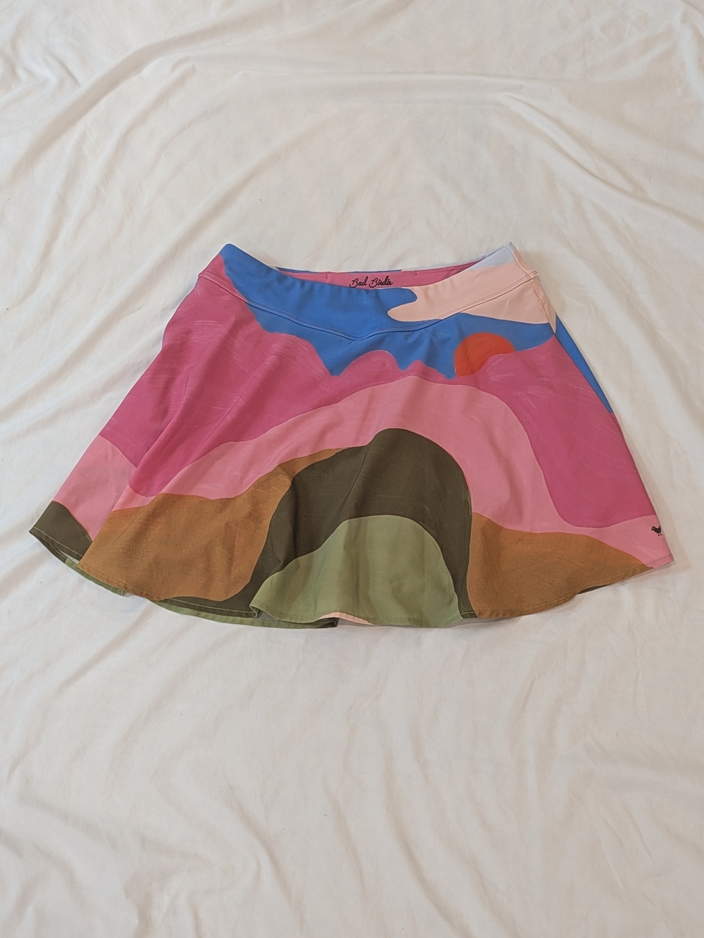 Bad Birdie Pink Multi-Color Athletic Circle Skirt With Shorts